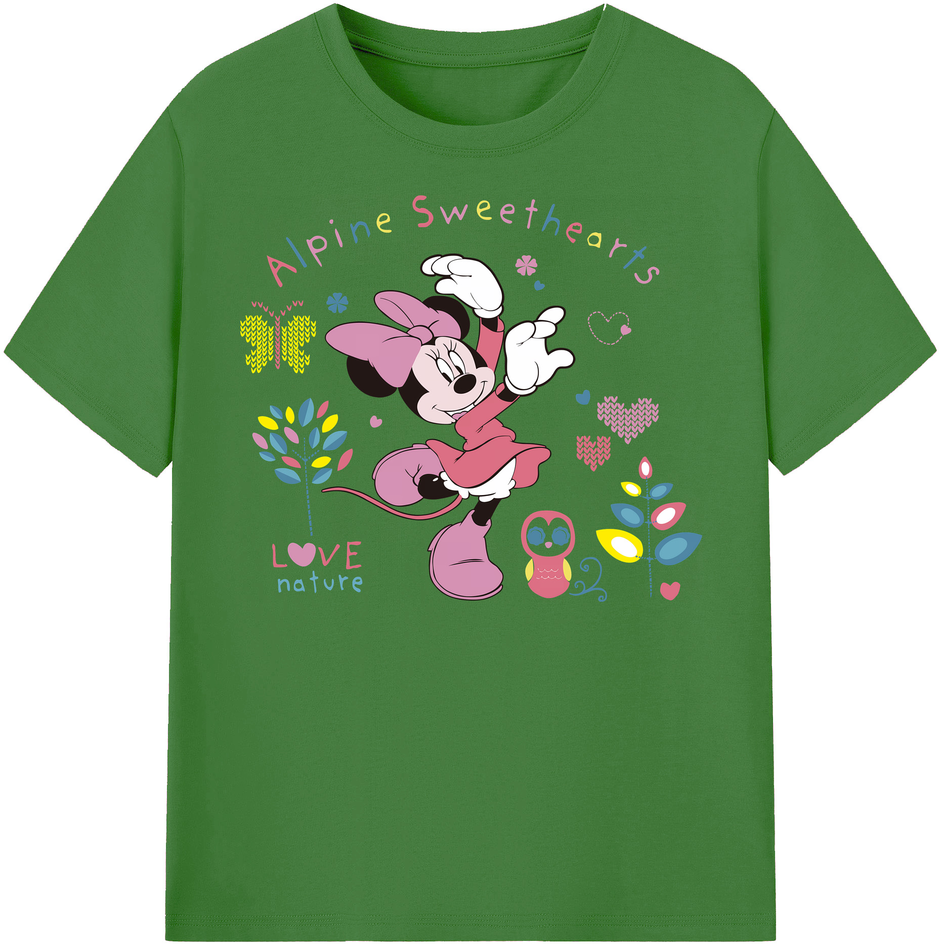（画像用） ミッキーマウス Mickey Mouse レディースカジュアルプリントTシャツ（綿100％）